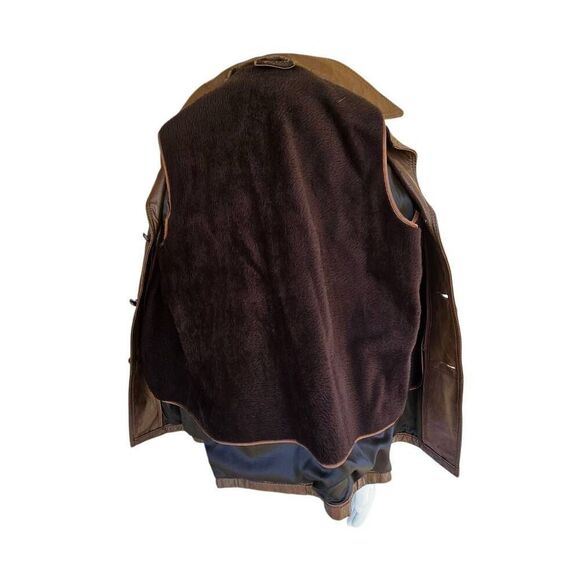 Vintage Reed Sportswear Leather Car Coat Men’s 42 Brown Button Overcoat Jacket - Picture 8 of 15